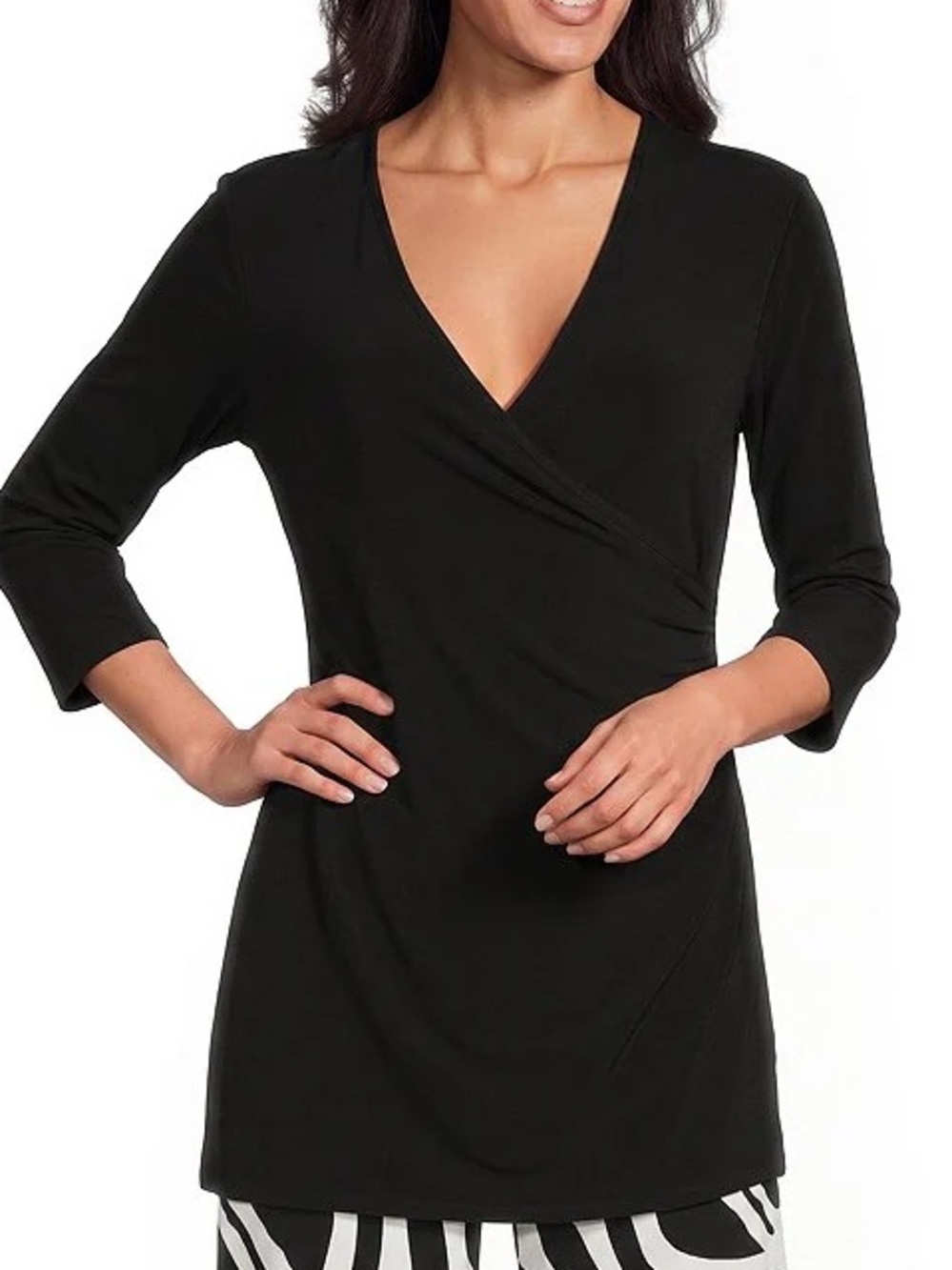 White House Black Market Wrap Ruched Front Blouse in Black Size XS